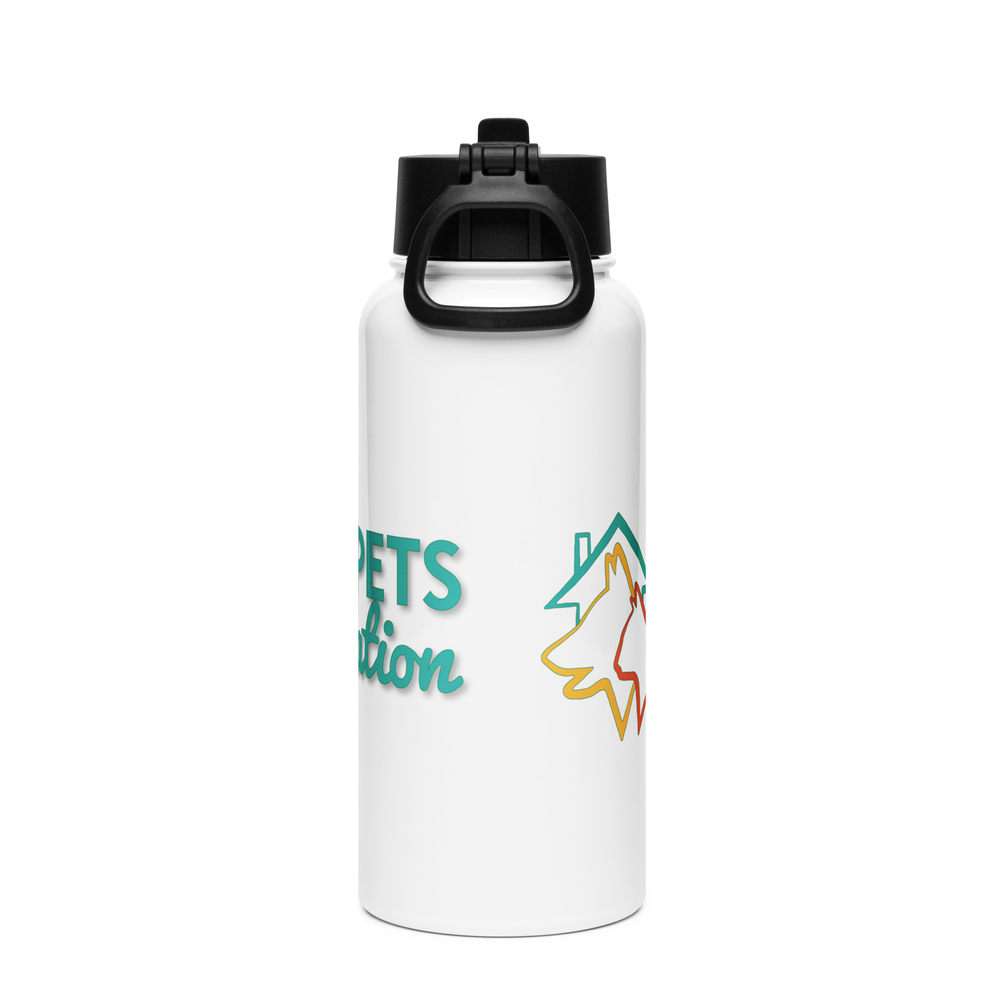 Stainless steel water bottle with a straw lid